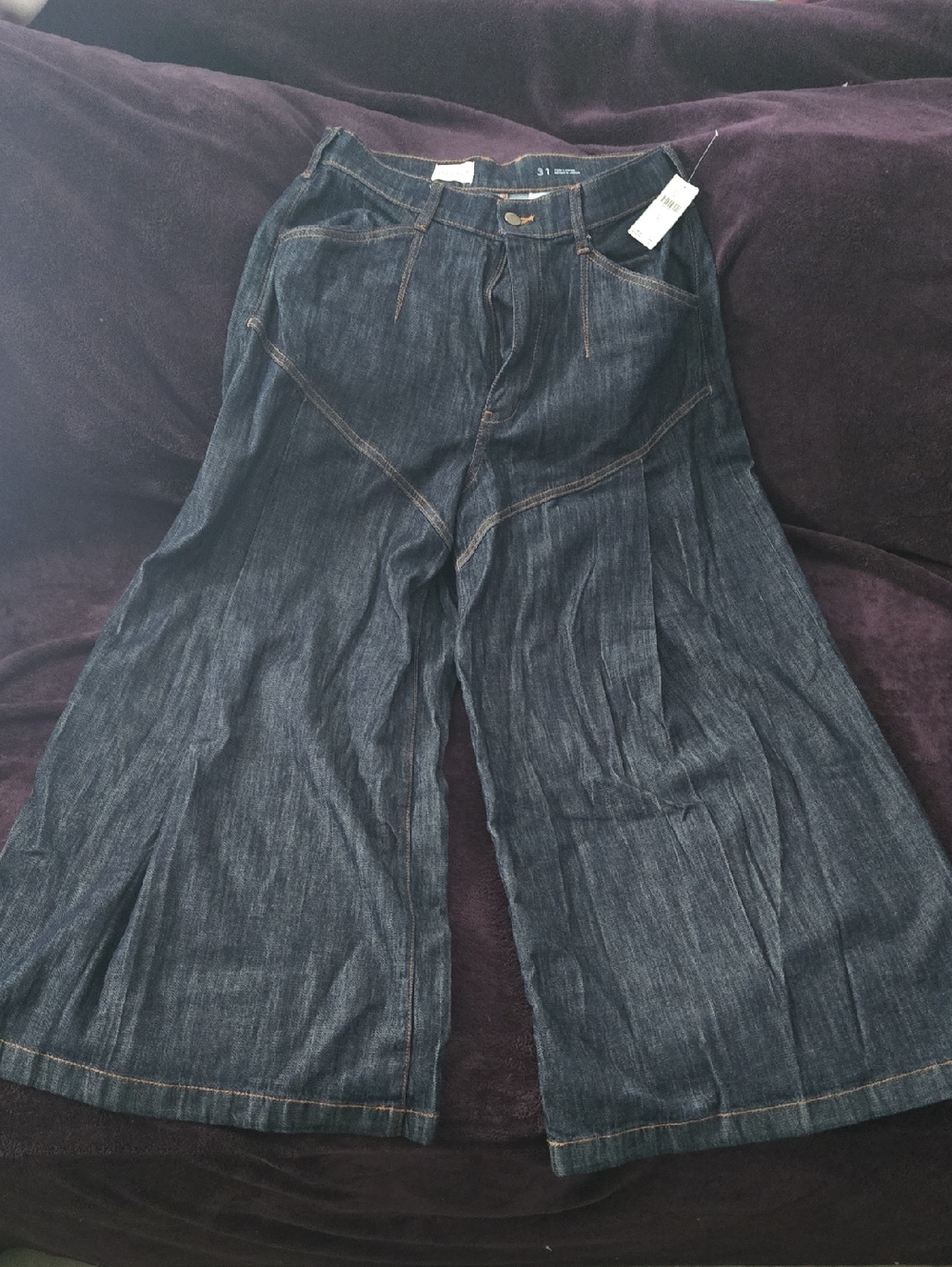 Pilcro Wide-Leg Dark Indigo Jeans